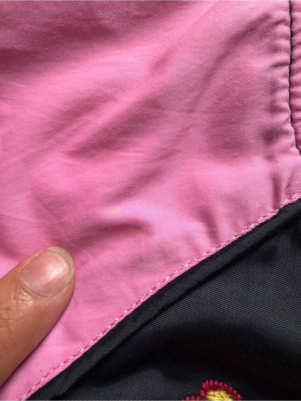 Diesel Pink & Black Embroidered Bomber Vest Jacket - Picture 4 of 5
